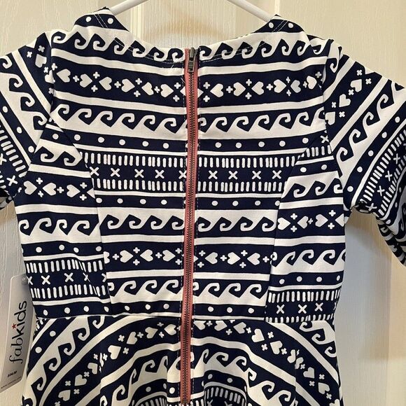Fabkids Blue and White Nordic Print Skater Dress Girls Size Medium 8 NWT - Picture 10 of 10